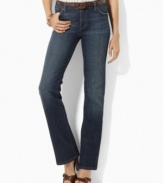A modern interpretation of a timeless silhouette, this flare jean from Lauren Jeans Co. is crafted in sleek stretch denim with a slightly higher rise for a vintage-inspired flourish.
