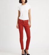 Effortlessly chic, mid-rise skinnies with intricate stitching and tons of stretch. THE FITMedium rise, about 8½Inseam, about 29THE DETAILSZip flyFive-pocket style76% cotton/23% polyester/1% elastaneMachine washMade in USA of imported fabricModel shown is 5'11 (178cm) wearing US size 4.