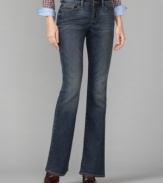 These jeans from Tommy Hilfiger offer a bootcut silhouette made to contour your curves. Rendered in faded denim, they look like well-worn favorites, which they will surely become!