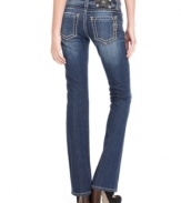 Stitching details add stylish flair to these Miss Me bootcut jeans -- perfect as your go-to everyday pair!