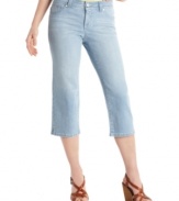Style&co. puts a twist on classic denim capri pants with swirls of embroidery and a touch of rhinestone sparkle! Extra tummy control ensures a smooth silhouette, too.