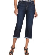 Style&co. ups the ante on classic capri jeans with a chic coordinating belt for a perfectly-accessorized look!