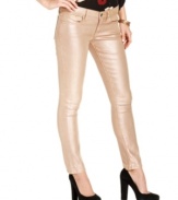 With allover metallic sparkles, these Lucky Brand Jeans skinny jeans are golden for the coated-denim trend!