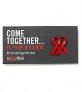 In partnership with MTV, Kenneth Cole has reinterpreted the AIDS ribbon to commemorate the discovery of the virus 30 years ago. The double loop design symbolizes the coming together of individuals and the re-doubling of our efforts to fight the pandemic.