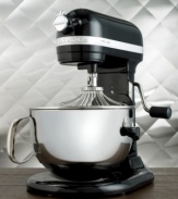 The pinnacle of home baking, this ultra sleek stand mixer puts professional power into the hands of any baker. Beautiful all-metal construction supports a total of 10 mixing speeds, while planetary mixing action ensures complete bowl coverage, even at the edges. One-year warranty. Model KL26M8XOB.