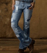 Denim & Supply Ralph Lauren's sleek jean in perfectly faded, patched and repaired classic blue denim is an authentically well-worn take on a vintage-inspired flare silhouette.