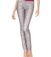 Turn up the heat on your casual style with INC's petite skinny jeans, showcasing a sexy snakeskin print!