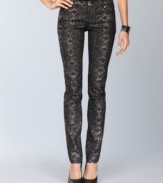 Get the skinny - INC's petite metallic jeans offer a body-hugging fit and cool flash of snakeskin print.