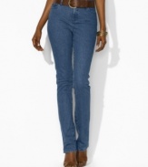A sleek bootcut silhouette is designed with a hint of stretch for comfort and a flattering fit, by Lauren Jeans Co.
