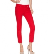 In a hot hue, these Andrew Charles cropped skinny jeans add bold brightness to any spring outfit!