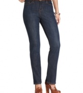 A built-in tummy-slimming panel ensures you'll look your best in Levi's 512 Adeline Perfectly Slimming Straight Leg jeans, in a flattering dark wash.