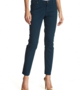 Ellen Tracy's cropped jeans look fantastic with neutral tees or tops, thanks to a jewel-toned wash that's right on trend.