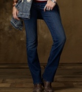 Sleek bootcut jeans from Denim & Supply Ralph Lauren with a mid-rise waist feature a hint of stretch, hand-sanded whiskers and lightly worn details for chic vintage appeal. (Clearance)