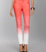 Vibrant dip-dyed color takes center stage on INC's skinny ombre jeans.
