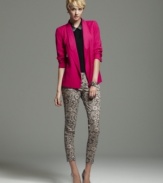 An allover floral-lace print makes these French Connection skinny jeans a must-have for hot fall style!