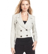 Nine West's versatile tweed jacket adds a whimsical touch to your wardrobe during the work week, but looks just as good with jeans on the weekend!