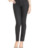 An allover shimmer coating adds sparkle and shine to these Else Jeans black-wash skinny jeans -- perfect for a stylish winter wardrobe!