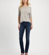 High-waisted, slim-fitting denim design in a slightly faded wash that smoothly transitions from day to night. THE FITFitted through hips and thighsRise, about 10Inseam, about 32THE DETAILSZip flyFive-pocket style74% cotton/24% polyamide/2% elastaneMachine washImported of Italian fabricModel shown is 5'11 (180cm) wearing US size 4.
