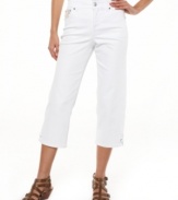 What could be more warm-weather-friendly than Style&co.'s white capri jeans? This pair features extra tummy control for the smooth look you love!