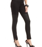 Coated denim panels make these GUESS black-wash skinny jeans a hot pick for adding urban-edge to your winter wardrobe!
