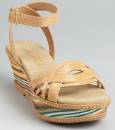 Cheerful stripes adorn the wedge of these Splendid sandals, crafted in smooth leather with a soft suede foot bed.