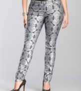 Denim with festive flair from INC: these metallic-foiled plus size jeans get the trend just right, sized perfectly for you.