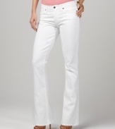 Bootcut jeans in a bright white wash are so springtime, from Lucky Brand Jeans. Wear them with platform heels and a tee for day-to-night style!