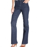 Look your slimmest in these Style&co. boot cut jeans, featuring a special tummy-smoothing panel at the front.