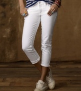 Channel Parisian chic in a cropped, timeless skinny jean from Denim & Supply Ralph Lauren, crafted from sleek whitewashed denim with a hint of stretch for a flattering silhouette.