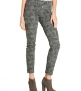 Prints charming: DKNY Jeans' super-skinny jeans feature a camo-inspired print. Take them into fall with a tunic sweater and chunky boots - too cute.