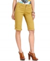 Elongate your legs with DKNY Jeans' Bermuda shorts. The skinny leg and bold wash are flattering and so summery!