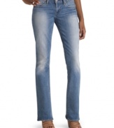 Go bold in these curve-hugging jeans by Levi's. The faded wash and bootcut leg give them serious vintage appeal!