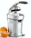 A fresh way to get fresh-squeezed juice, quickly and easily. Combining a traditional hand press with modern motorized technology, this Breville's juicer extracts every last drop of juice from all of your favorite citrus fruits. One-year limited warranty. Model 800CPXL.