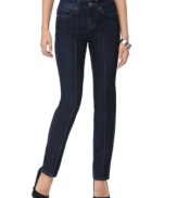 Skinny jeans with vintage-inspired flair, from Style&co. The piped creases in front give you a leg-lengthening boost, while the dark wash flatters your curves!