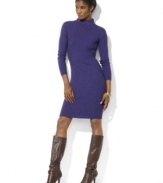 Rendered in luxurious merino wool, Lauren Ralph Lauren's ribbed, form-fitting mockneck dress exudes timeless sophistication. (Clearance)