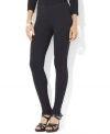 Lauren Ralph Lauren's essential legging, crafted in comfortable stretch cotton that creates a body-conscious silhouette, allows for maximum ease of movement.