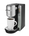 One cup at a time for fresh flavor just the way you like. At the press of a button you instantly have a cup bursting with flavor, and everyone in the house has coffee their way with the single serve convenience of this gourmet coffee maker. 1-year limited warranty. Model BVMCKG1001.