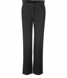 Sleek and stylish black wool straight-leg pants - These pants are easy-to-style for day and night looks - Style with a feminine blouse, layered necklaces, and a tailored blazer for day - Try with an on-trend lace blouse, a leather jacket, and peep-toe platforms for night