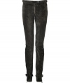 The classic biker pants get a high-style makeover with this unbelievably luxe pair from British heritage brand Belstaff - Snap front and detailed waistband, exposed zip fly, back welt pockets with zip, slim leg, seaming details, zip cuffs with belt detail - Style with a fitted top, platform booties, and a signature leather purse