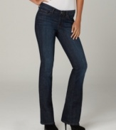 For classic denim that lasts season after season, check out this look from Calvin Klein Jeans. A rich blue wash with slight fading and a flattering bootcut silhouette makes these work with anything from structured blazers to cozy sweaters!