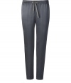 Luxurious charcoal satin pants from Vince - These stylish pants fuse casual comfort and dressed up chic - On-trend cropped fit with a sweatpants-inspired silhouette - Pair with a long sleeve t-shirt, a military-inspired coat, and ballet flats- Try with a blouse, blazer, and heels