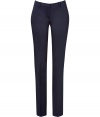 Stylish pants made ​.​.of fine, blue stretch cotton - Short waist with belt loops, side pockets - Smart creasing creates flattering, slimming effect - Straight-leg cut - Chic-modern look makes them a must-have for the office - Pair with sleek blouse and ballet flats for a sophisticated look