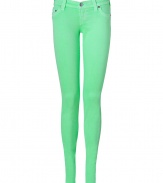 Stylish jeans in fine, cotton stretch blend - A chic standout from cult LA denim label True Religion - Vibrant and on-trend in neon green - Low rise skinny cut flatters and accentuates every curve - Traditional five pocket style with belt loops, zip fly and button closure - Pair with an oversize cardigan, tank and ballet flats or a tunic top and flat sandals or wedges