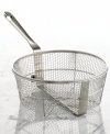 Give it a fry! The perfect complement to BBQs, dessert parties and more, this fry basket lets you deep fry with ease and convenience right in the comfort of your home. Fitting into your All-Clad 6- and 8-quart stockpots, the fry basket has an extra long handle, a hook to rest the basket on the side of the pan to let extra grease drip off and a dishwasher-construction that makes it an easy clean. Lifetime warranty.