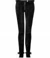 Rock n roll-inspired style goes ultra-luxe in these suede biker pants from British heritage brand Belstaff - Snap tab front, exposed zip fly, back zip welt pockets, stitch-detailed side panels at thigh, seaming at knee, belted hems with zip detailing - Straight leg, slim fit - Wear with an asymmetrical hem blouse or a simple long sleeve tee and platform boots