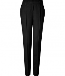 Tailored to perfection with a trendy tapered leg, these ultra-chic high-waisted pants from Schumacher will update your workweek favorites - Side and back slit pockets, zip fly, hidden hook closure, belt loops, pleated front - Tailored tapered fit, high-waist - Wear with a tucked in silk tee and classic pumps
