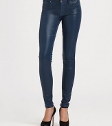 With a figure-complementing rise and leather-like finish, these sleek skinnies have more recovery than other stretch fabrics. THE FITLeg opening, about 10Medium rise, about 8Inseam, about 30THE DETAILSZip flyFive-pocket style93% cotton/6% polyester/1% spandexMachine washMade in USA of imported fabricModel shown is 5'9 (175cm) wearing US size 4.