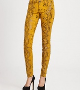 Classic five-pocket jeans updated by a vivacious snake print, high-shine finish and slim-legging fit. THE FITLeg opening, about 10Medium rise, about 8Inseam, about 30THE DETAILSButton closureZip flyFive-pocket style98% cotton/2% spandexDry cleanMade in USA of imported fabricModel shown is 5'9 (175cm) wearing US size 4.