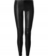 With a second-skin fit, these luxe leather pants are a must-have investment piece - Dual side zip closure, paneling details, cropped, ultra-slim fit, made of stretch leather - Pair with an asymmetrical hem blouse and sky-high platforms