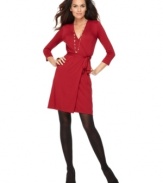 Studio M's faux wrap dress has you covered in style from desk to dinner!
